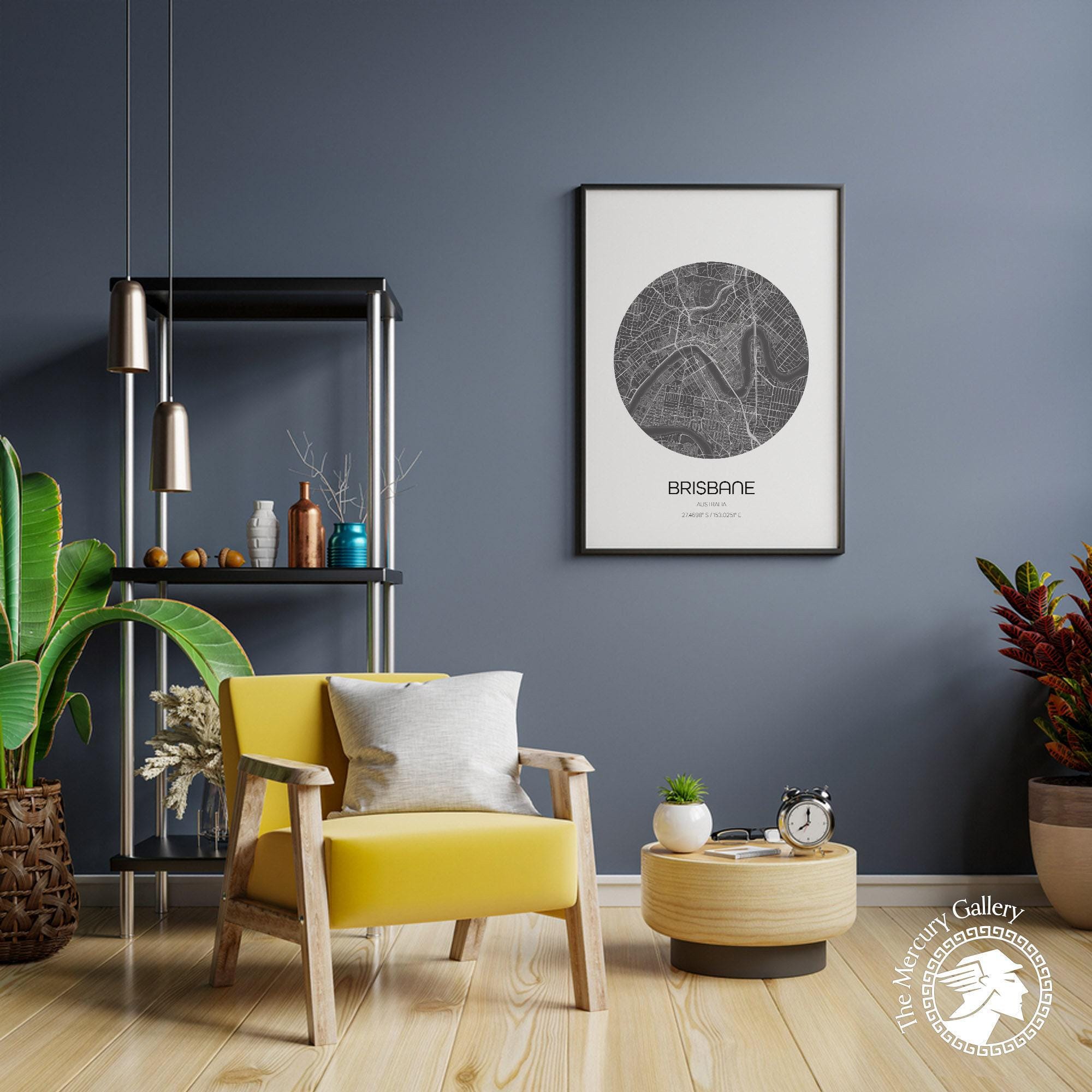 Brisbane City Map Print, Modern Home Decor - Etsy
