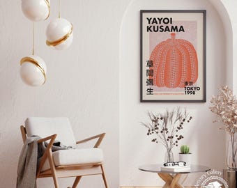 Yayoi Kusama Orange Pumpkin Poster – Tokyo 1998 Exhibition Art