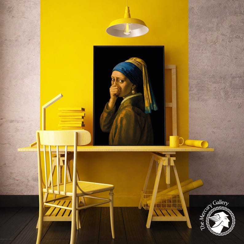 Funny Girl With a Pearl Earring Parody Print – Humorous Bathroom Art - Etsy