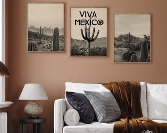 Vintage Mexican Cactus Poster Set, Southwest Decor Art Prints