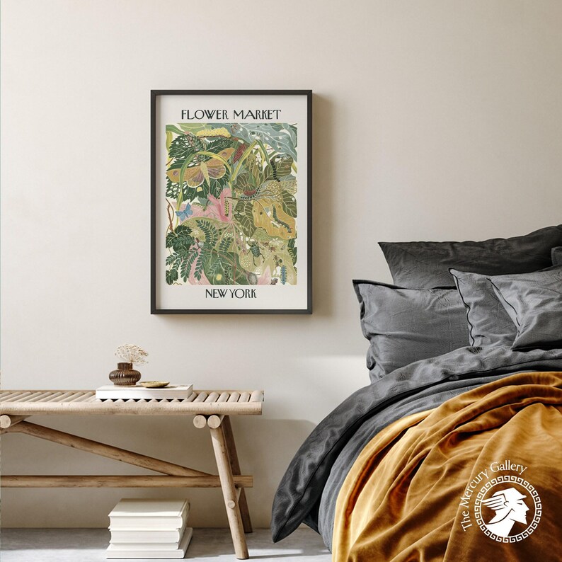 New York Blumenmarkt Druck, botanische grüne Wanddekoration Bild 5