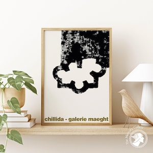 Chillida Galerie Maeght Poster: Abstrakter Schwarz & Weiß Kunstdruck Bild 1