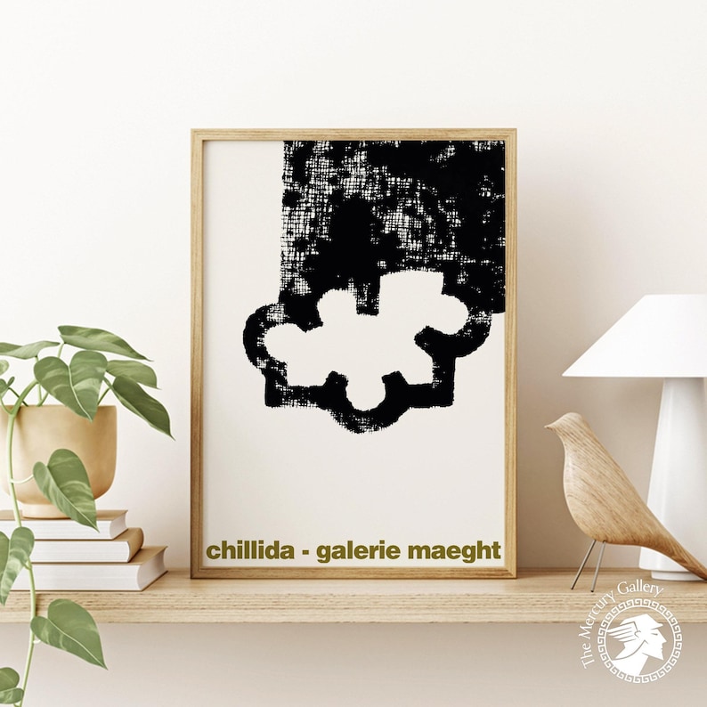 Chillida Galerie Maeght Poster: Abstrakter Schwarz & Weiß Kunstdruck Bild 1
