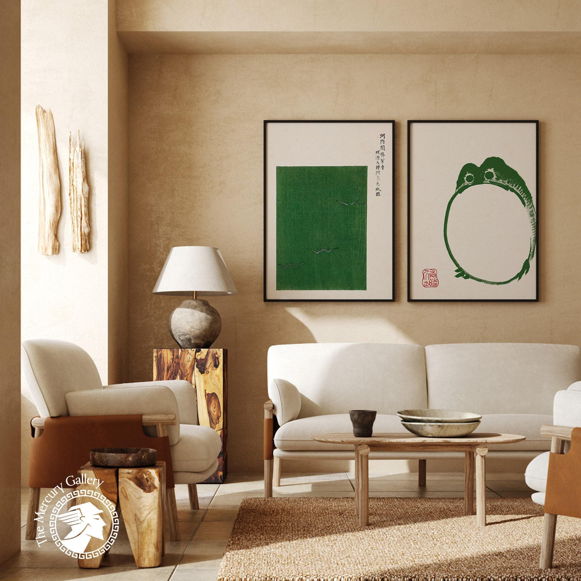 ベタ 水彩画 A5サイズ Japanese Green Frog Art Prints, Japandi Decor (set of 2) - Etsy
