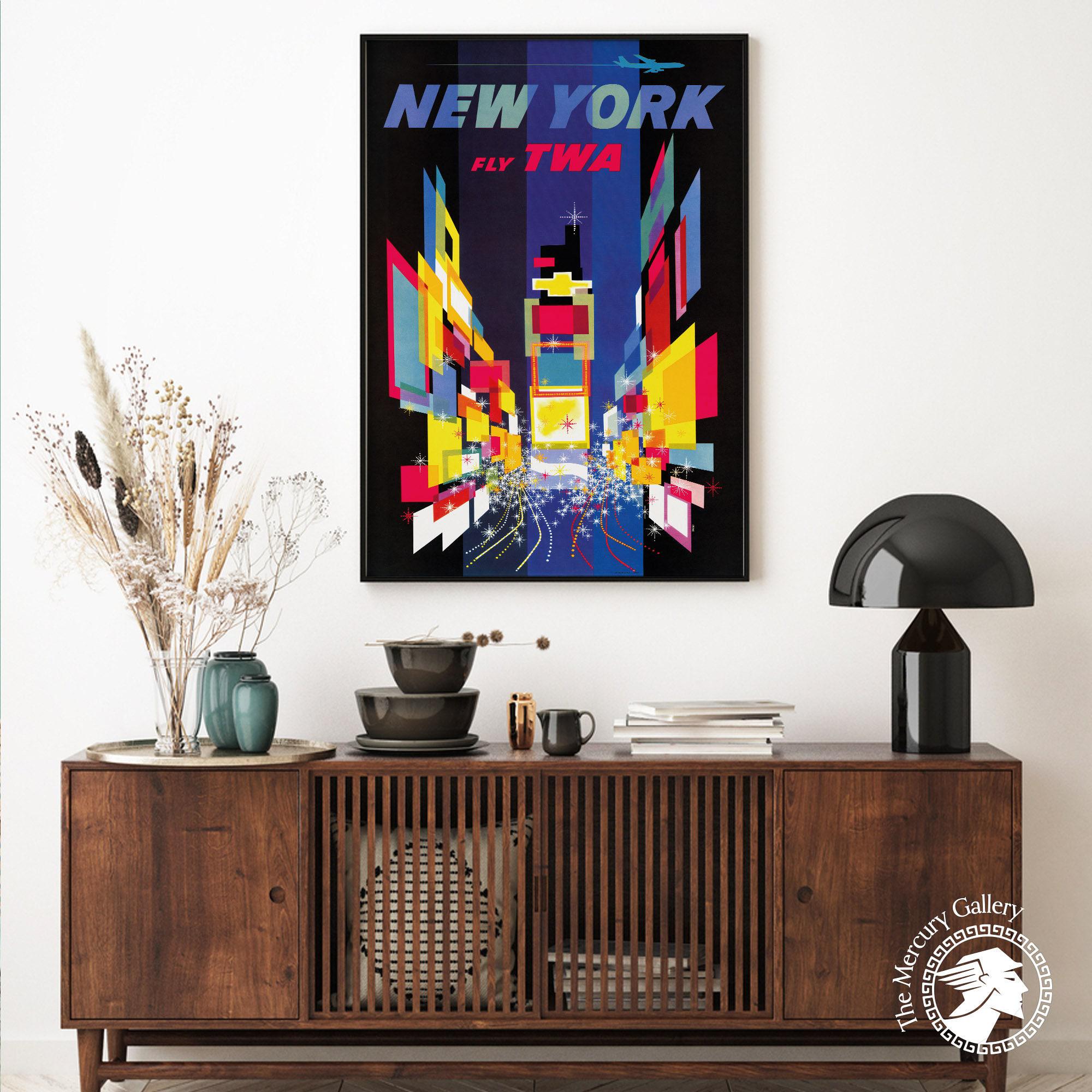 Vintage New York Travel Poster Print, Colorful Wall Art - Etsy