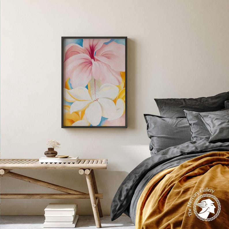 Georgia O’Keeffe Hibiscus Plumeria Print, Tropical Floral Abstraction image 6