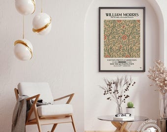 William Morris Exhibition Poster, Vintage Floral Wall Art