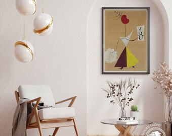 Joan Miro Exhibition Poster, Mid-Century Surrealist Art
