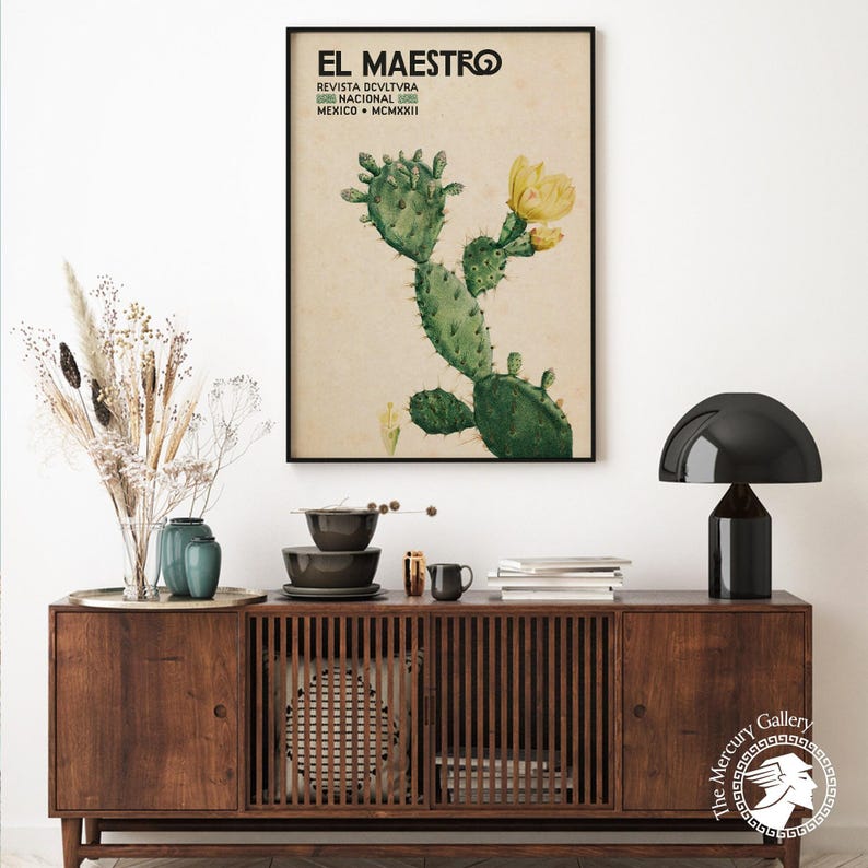 Vintage Mexican Cactus Art Print, "El Maestro" Exhibition Poster image 2