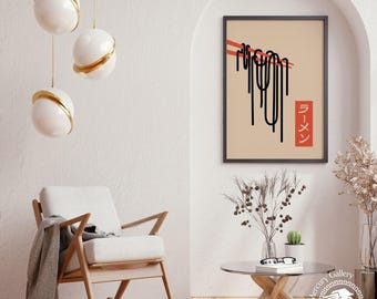 Japanese Ramen Noodle Poster, Asian Kitchen Wall Art