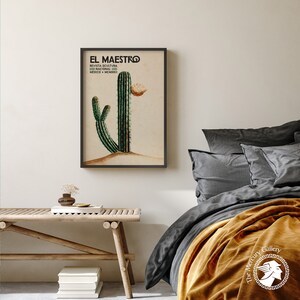 El Maestro Print, Mexican Vintage Art, Vintage Cactus Art, Blooming Cactus Wall Art image 5