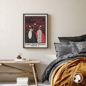 Impression Art déco Boston Herald, art mural publicitaire vintage image 6