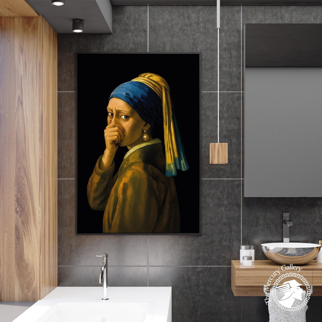 Funny Girl With a Pearl Earring Parody Print – Humorous Bathroom Art - Etsy