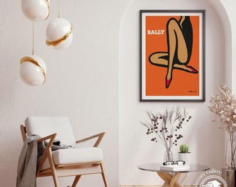 Bally Legs Woman Art Print: Orange Gallery Wall Decor