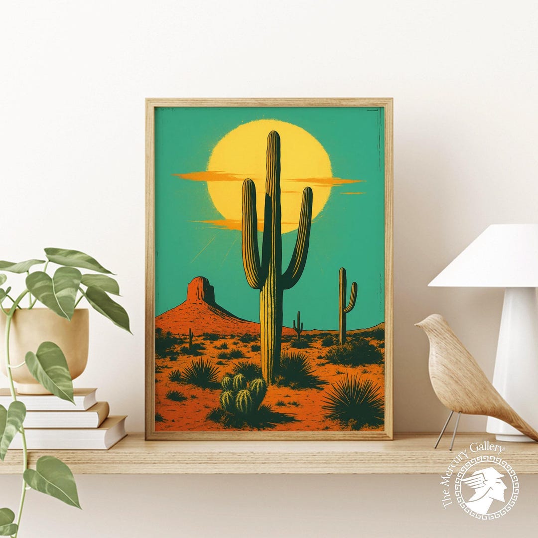 Vintage Cactus Desert Print: Retro Southwestern Wall Art - Etsy