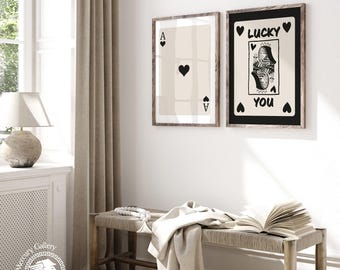 Ace Card Print Set, Retro Trendy Wall Art - Etsy