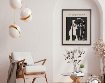 Pablo Picasso 'Kiss' Print, Minimalist Surrealist Home Decor