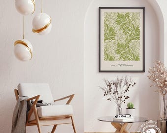 Stampa di calendula verde di William Morris, arte murale botanica