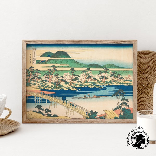 Hokusai Print, Japan Wall Art, The Togetsu Bridge at Arashiyama in Yamashiro Province, Japanese Posters, Woodblock Print, Japanese Decor