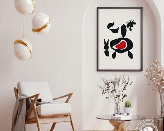 Joan Miro Exhibition Poster, Abstract Lithograph Print