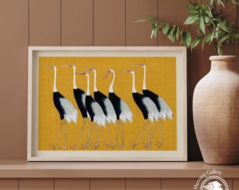 Yellow Crane, Ogata Korin Art Print, Japanese Poster, Vintage Birds, Oriental Art Print