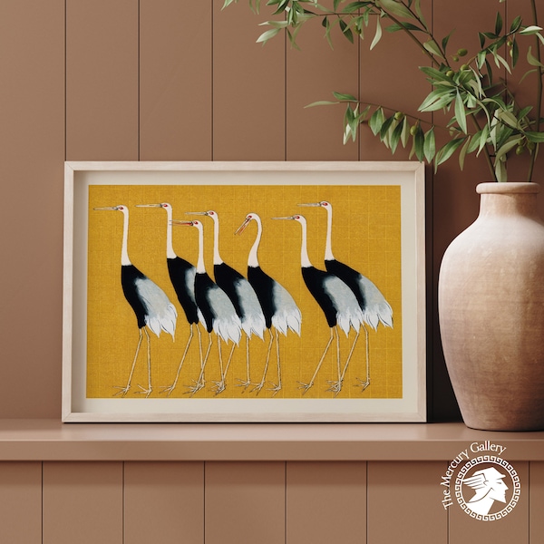 Yellow Crane, Ogata Korin Art Print, Japanese Poster, Vintage Birds, Oriental Art Print