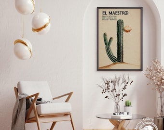 Vintage Mexican Cactus Art Print, El Maestro