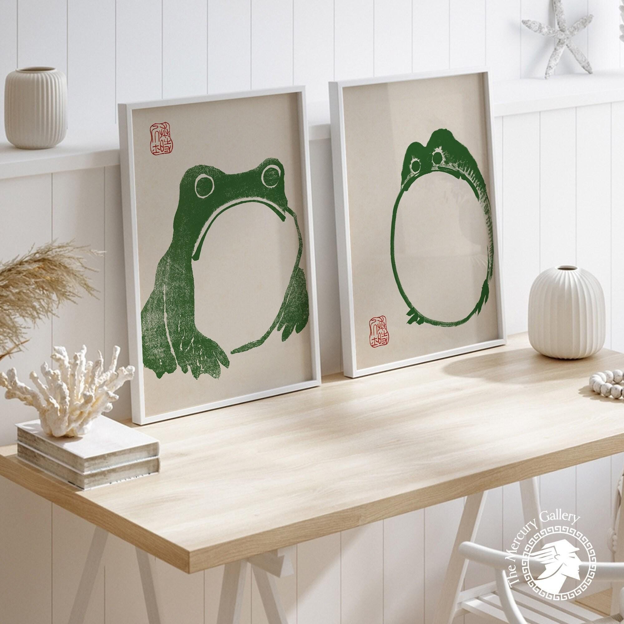 Japanese Green Frog Art Prints, Vintage Animal Gallery Wall Set - Etsy