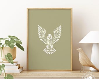 Minimalistiskt konsttryck med örn – Poster med djurliv, dekor med rovfågel