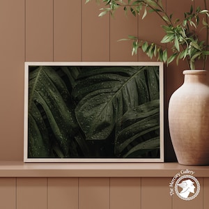 Dark Green Wall Art, Green Leaves Pictures, Jungle Wall Decor, Tropical Plant Poster rint