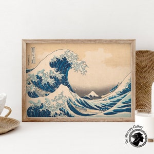 The Great Wave off Kanagawa Prints by Hokusai, Japanese Wall Art, Woodblock Painting, Vintage Print, Famous Painting, Japanese Decor