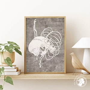 Katsushika Hokusai Art Print, Skull Rib Cage Macabre, Hokusai Poster, Hokusai Wall Art, Japanese Art Print, Japanese Decor, Vintage Print