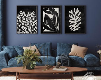 Set of 3 Henri Matisse Black and White Art Prints, Gallery Wall Set