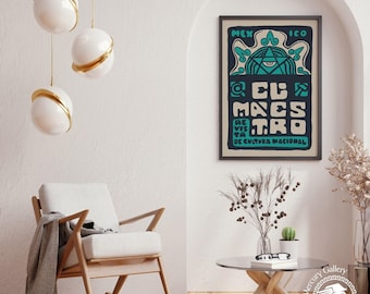 Mexican Art Print, Turquoise Poster, Latin American Decor, Mexico Travel Art