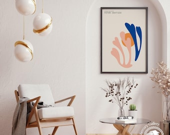 Henri Matisse Art Print, Blush and Blue Abstract Poster
