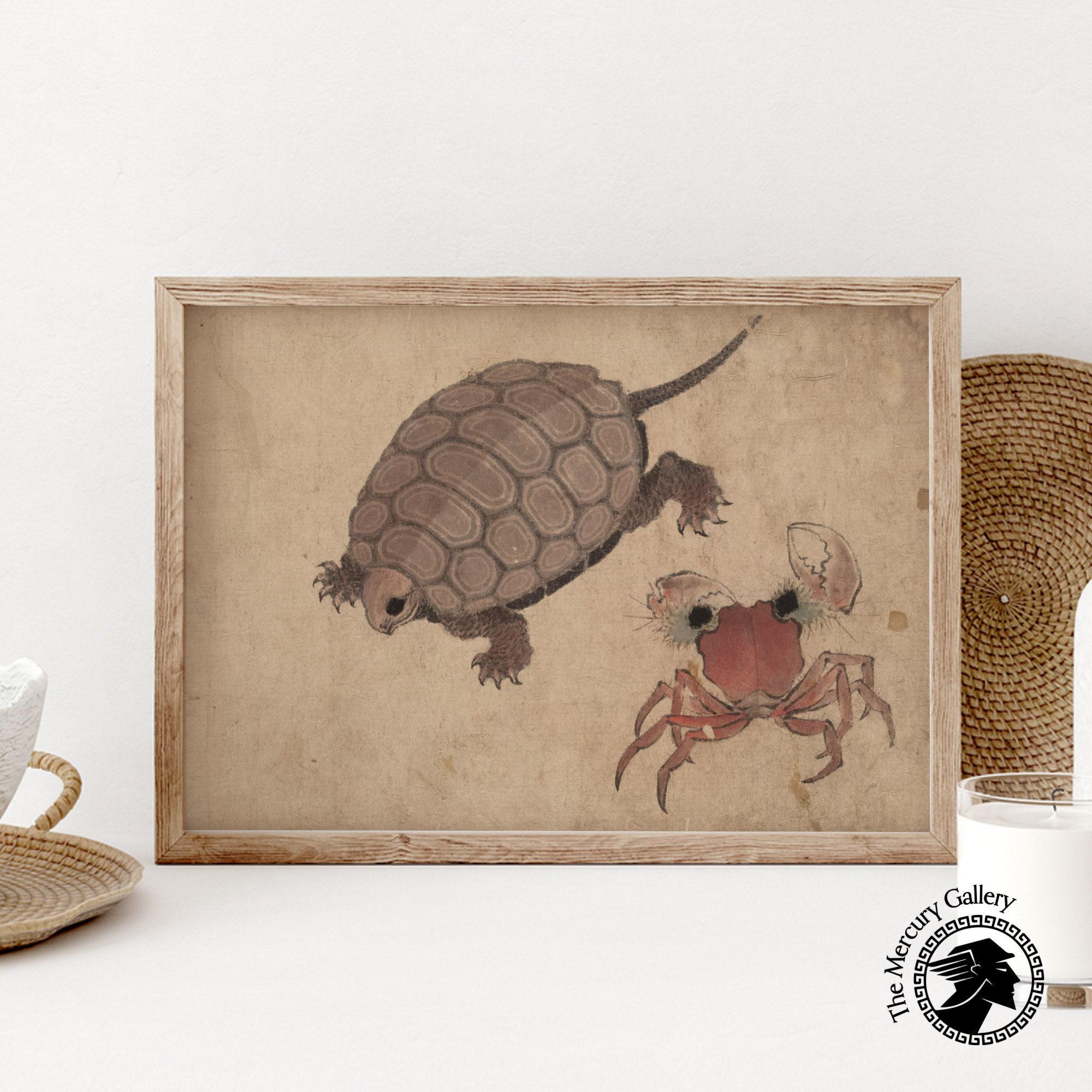 Hokusai Turtle and Crab Print, Japanese Wall Art - Etsy
