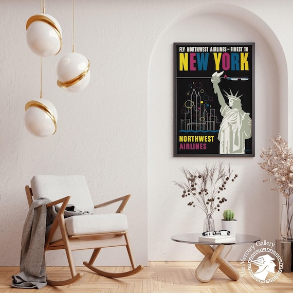 Vintage New York Travel Poster Print, Bauhaus Style Wall Art - Etsy