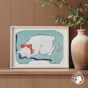 Japanese White Cat Print, Utagawa Hiroshige Painting, Vintage Woodblock Print, Animal Art Print, Cat Lovers Gift