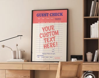 Custom Text Guest Check Print: Retro Diner Wall Art