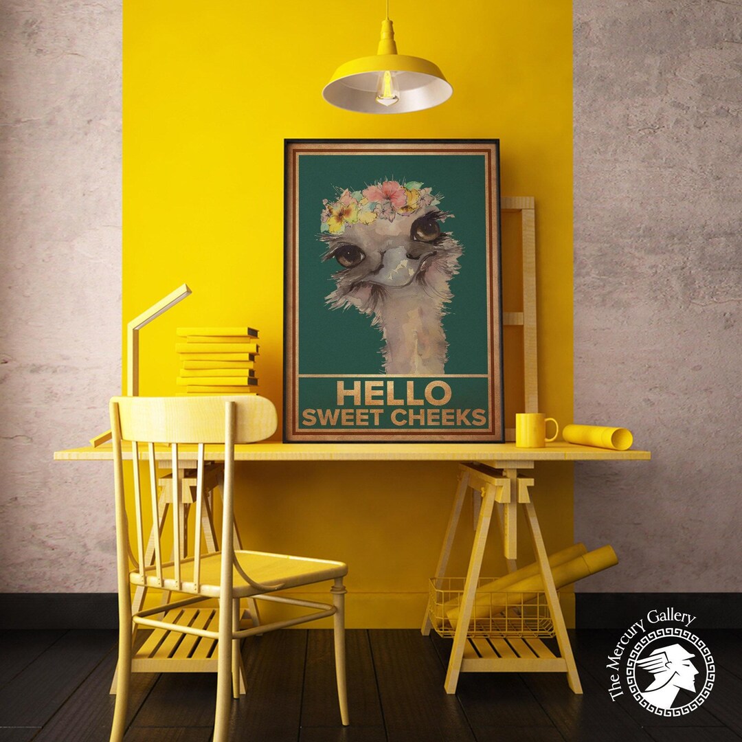 HOMEOART Stampa Su Tela Per Bagno In Stile Fattoria | Quadro Con Gallo E Scritta 'Hello Sweet Cheeks' | 30x30 Cm | Cornice In Legno, Pronta Da Appendere