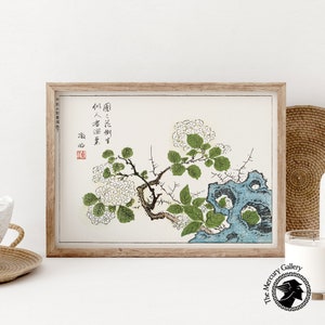 Impression botanique Ooka Shunboku, affiche de fleurs japonaises, décoration asiatique, art mural botanique japonais, gravure sur bois japonaise