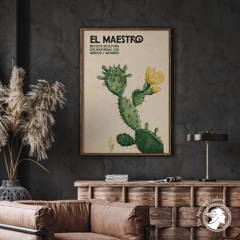 Vintage Mexican Cactus Art Print, "El Maestro" Exhibition Poster image 6