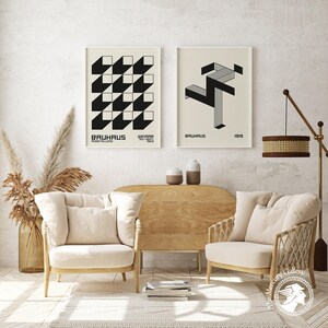 Bauhaus Exhibition Poster Set, Black and White Abstract Prints - Etsy