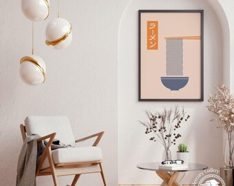Stampa artistica di ramen noodle, poster di cucina giapponese