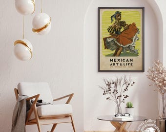 Vintage Mexican Art & Life Poster, Mexico Travel Print