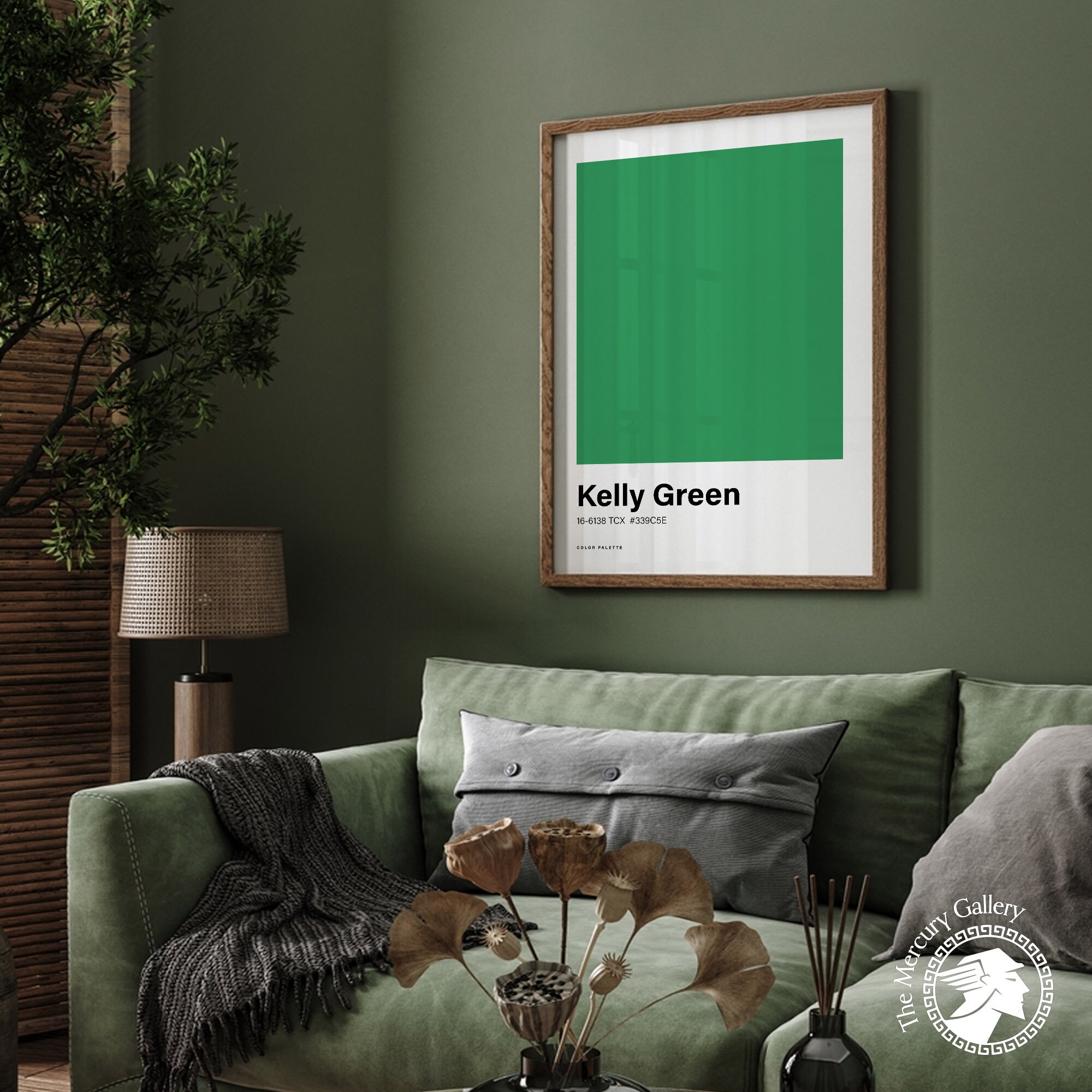 Kelly Green Color Print, Color Swatch, Boho Wall Art