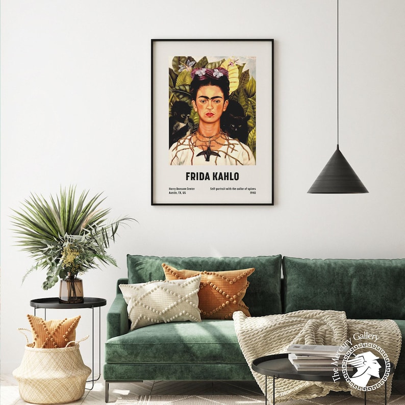 Frida Kahlo Self-Portrait Art Print, Feminist Artwork, Vintage Gallery Wall Art image 4