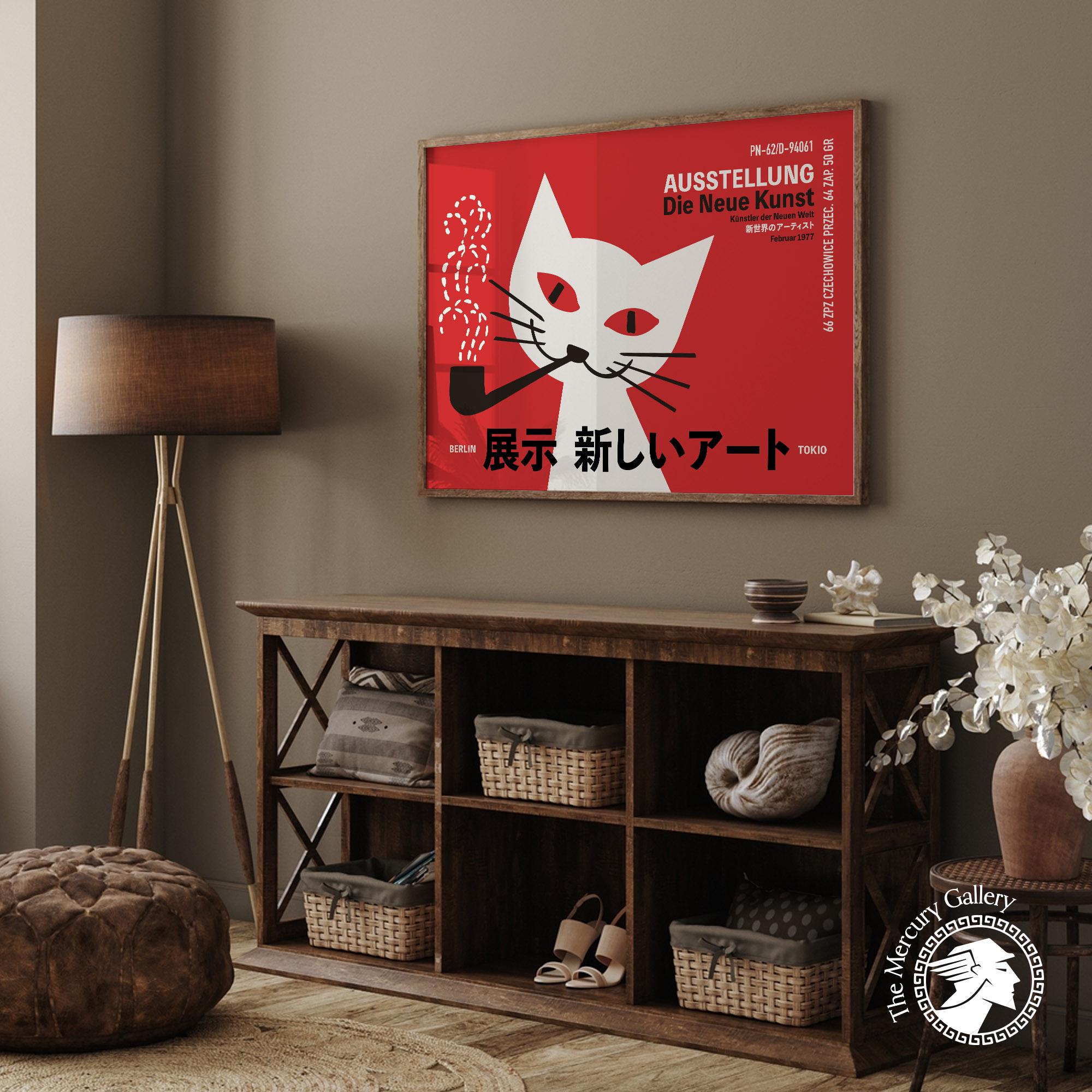 German Japanese Cat Exhibition Poster: Quirky Home Decor - Etsy