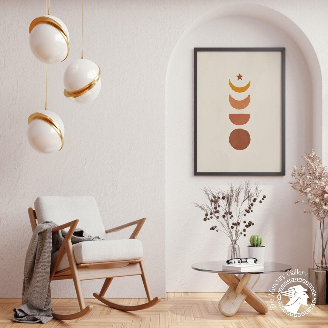 Lunar Cycle Print, Celestial Wall Art, Boho Moon Phases - Etsy