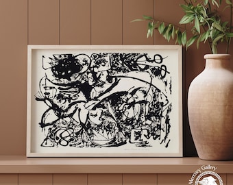 Jackson Pollock Poster, Black and White Abstract Wall Decor, Modern Wall Art, Home Wall Decor, Multiple Sizes